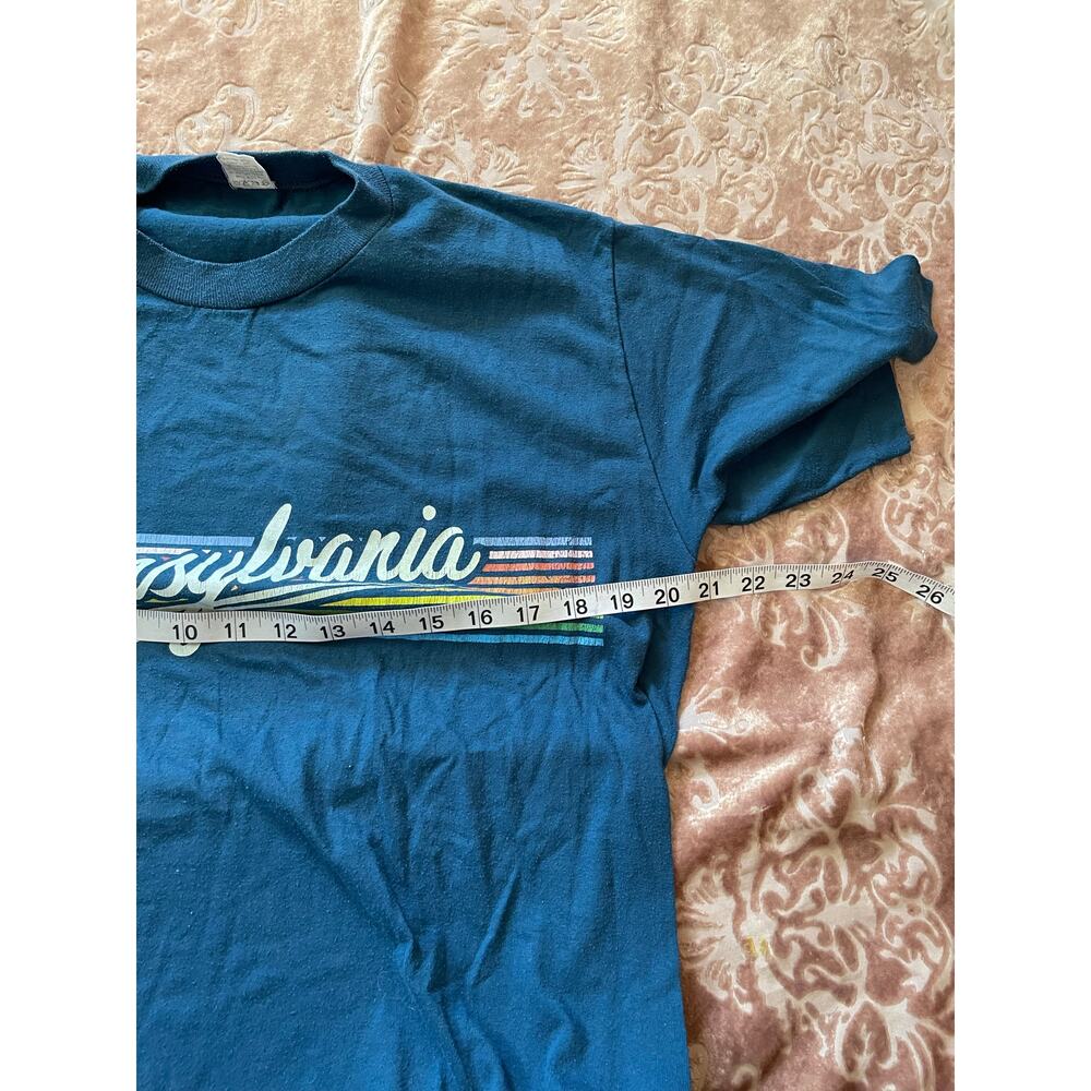Vintage 80s Pennsylvania t‎ shirt blue with retro colorway size large - Picture 4 of 5